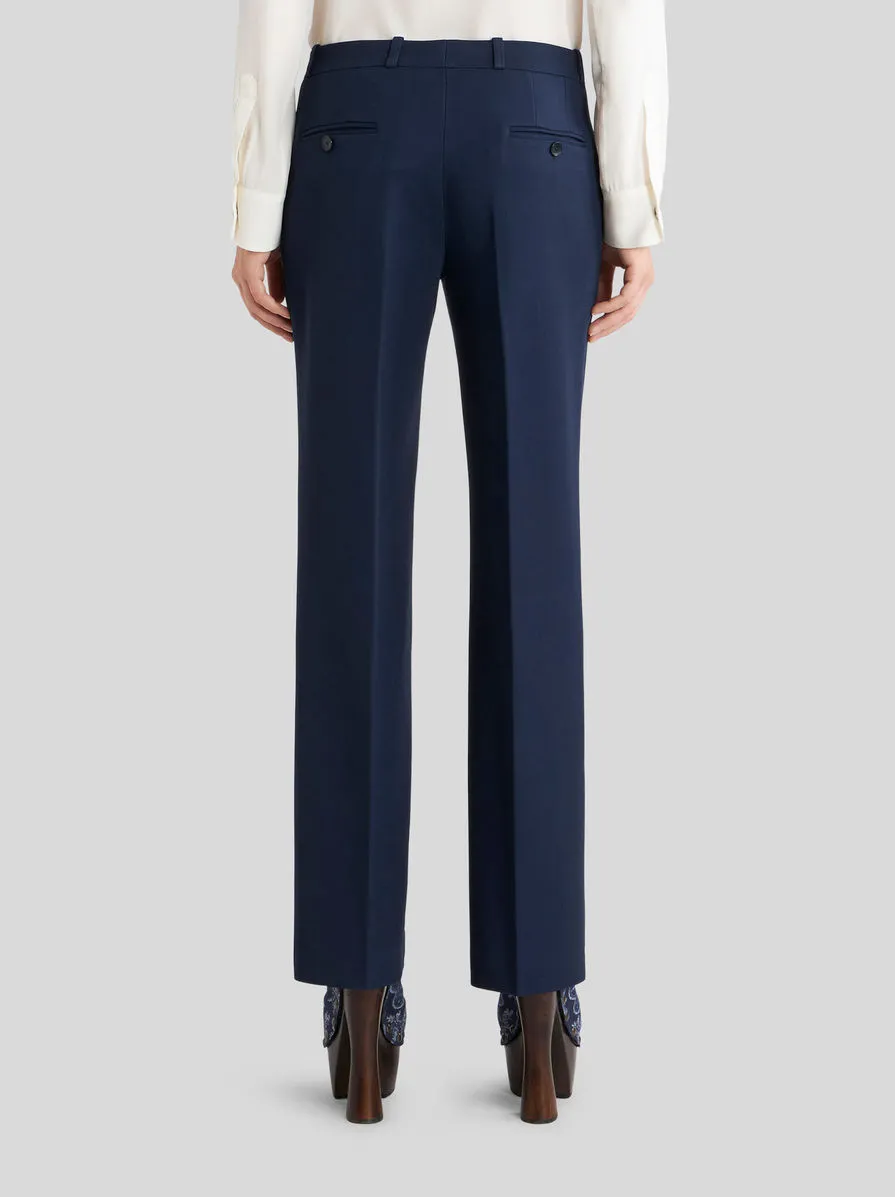 Pressed-Crease Straight Leg Tailored Trousers