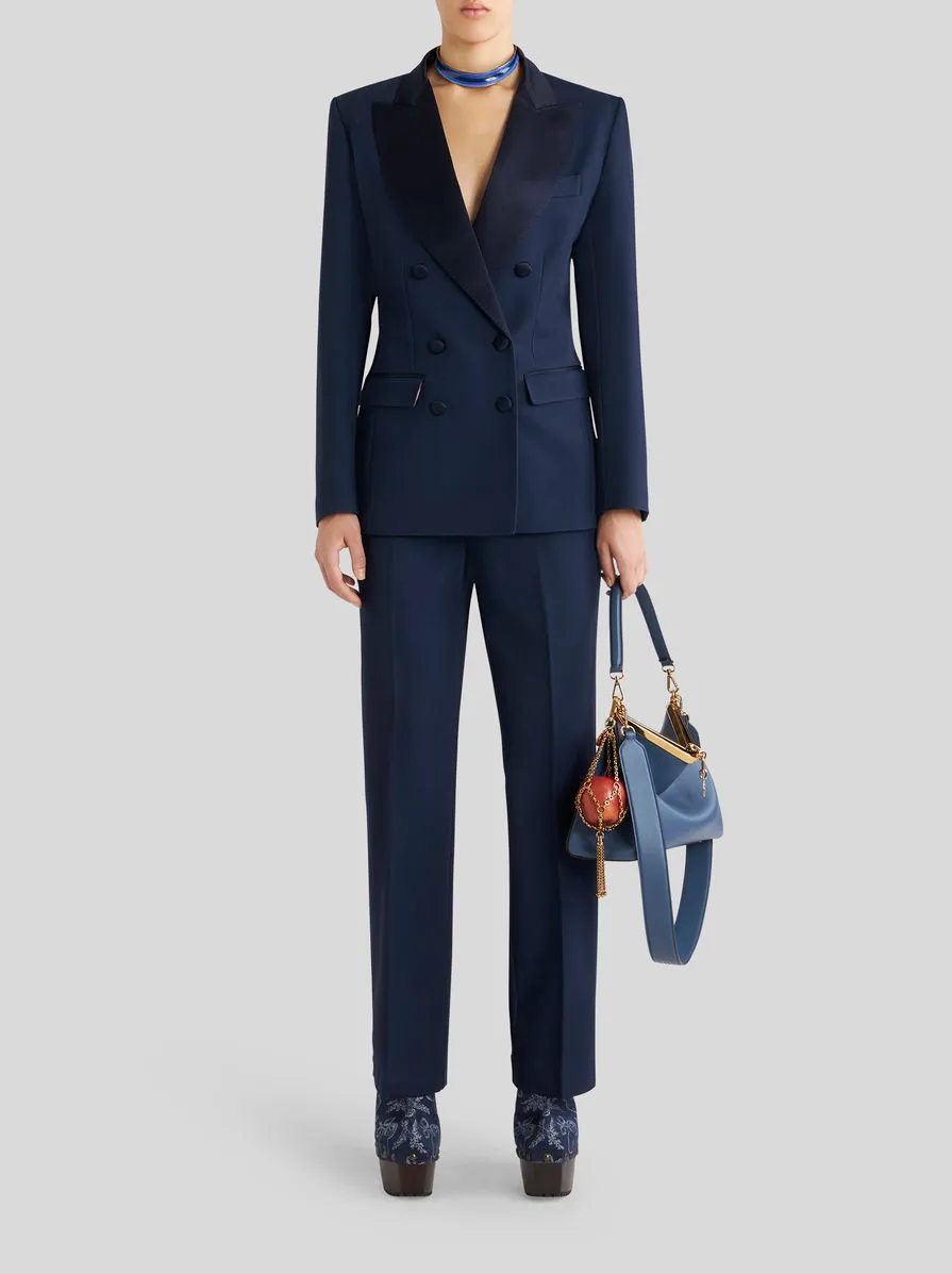 Pressed-Crease Straight Leg Tailored Trousers