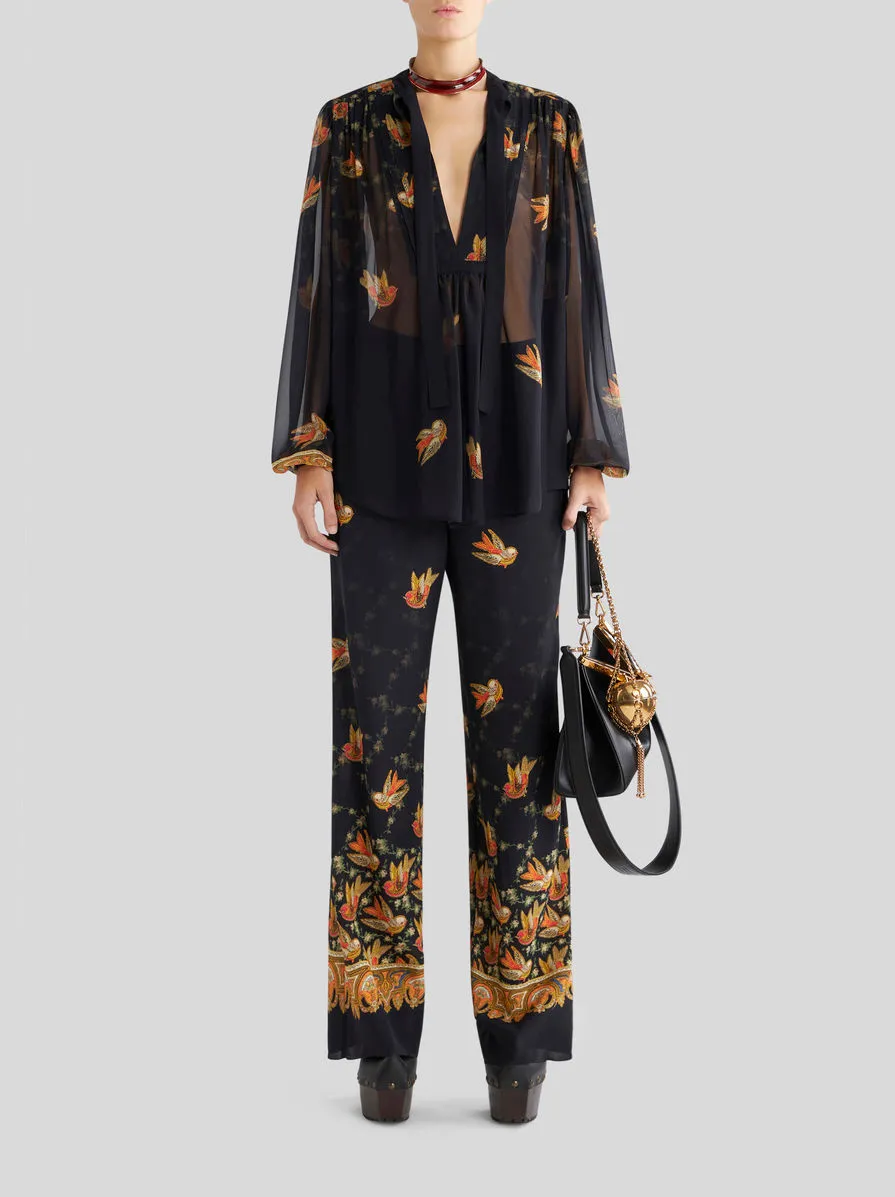 Paisley Printed Straight Leg Trousers