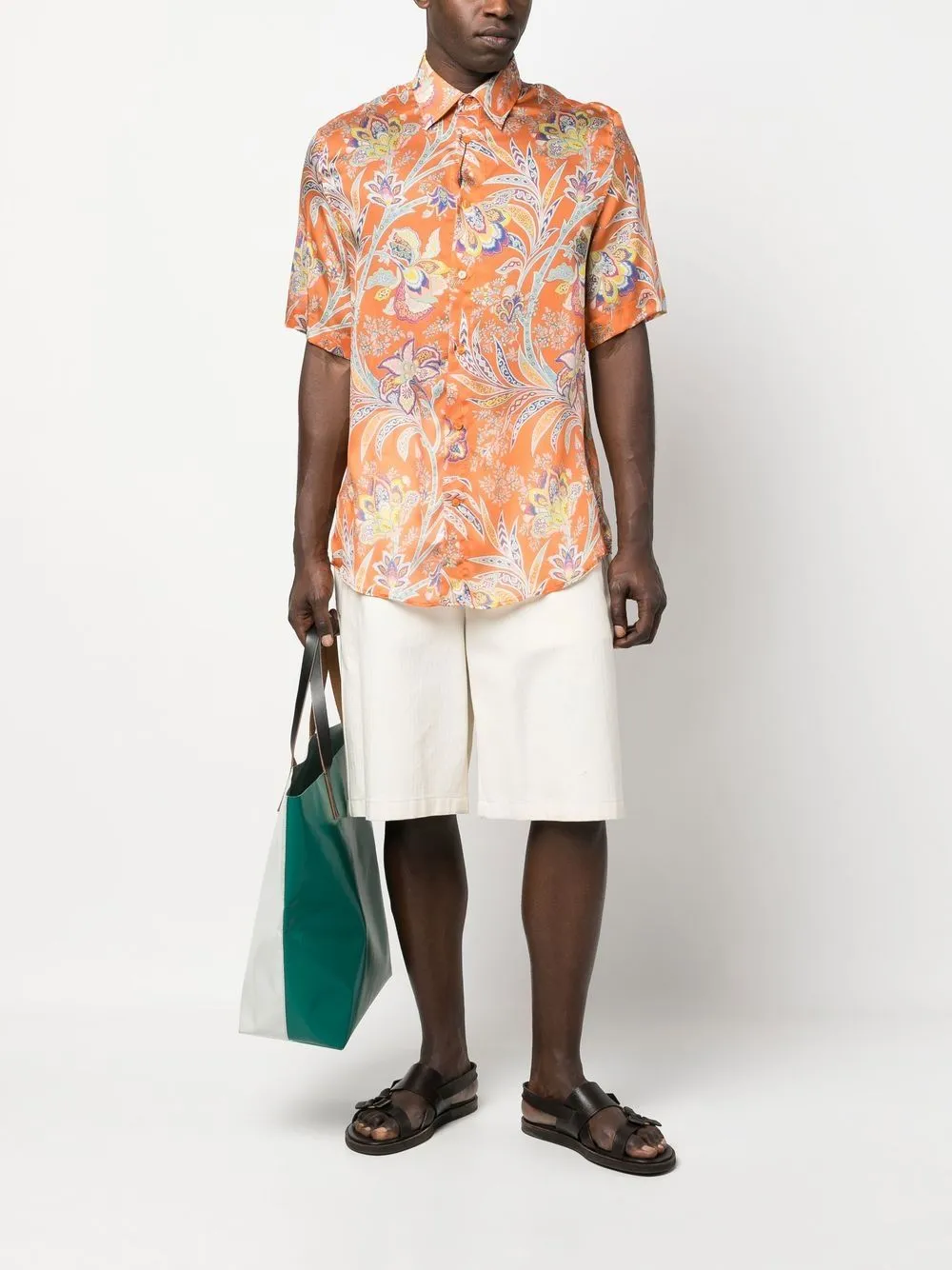 Paisley Print Collared Button-Up Shirt