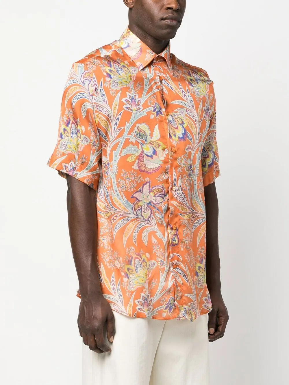 Paisley Print Collared Button-Up Shirt