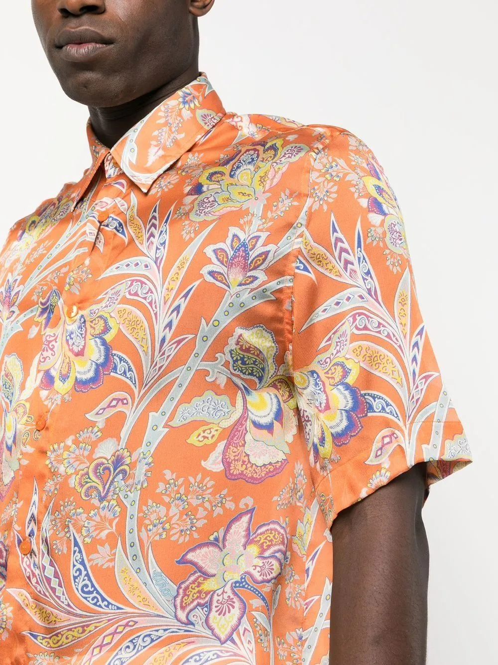 Paisley Print Collared Button-Up Shirt