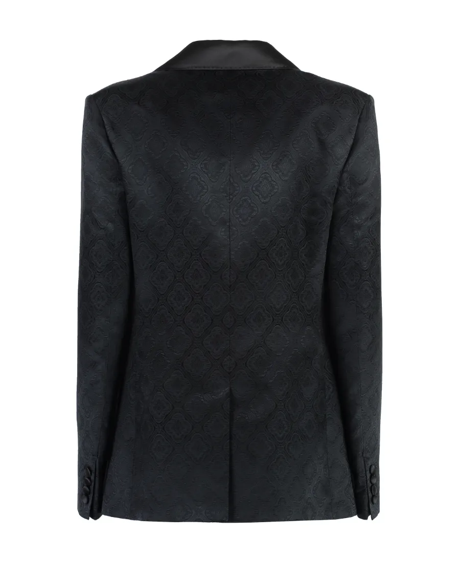 Patterned Jacquard Double-Breasted Blazer