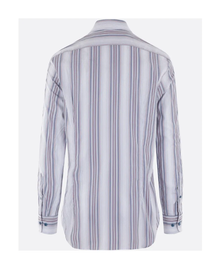 Stripe Pattern Logo Embroidered Shirt