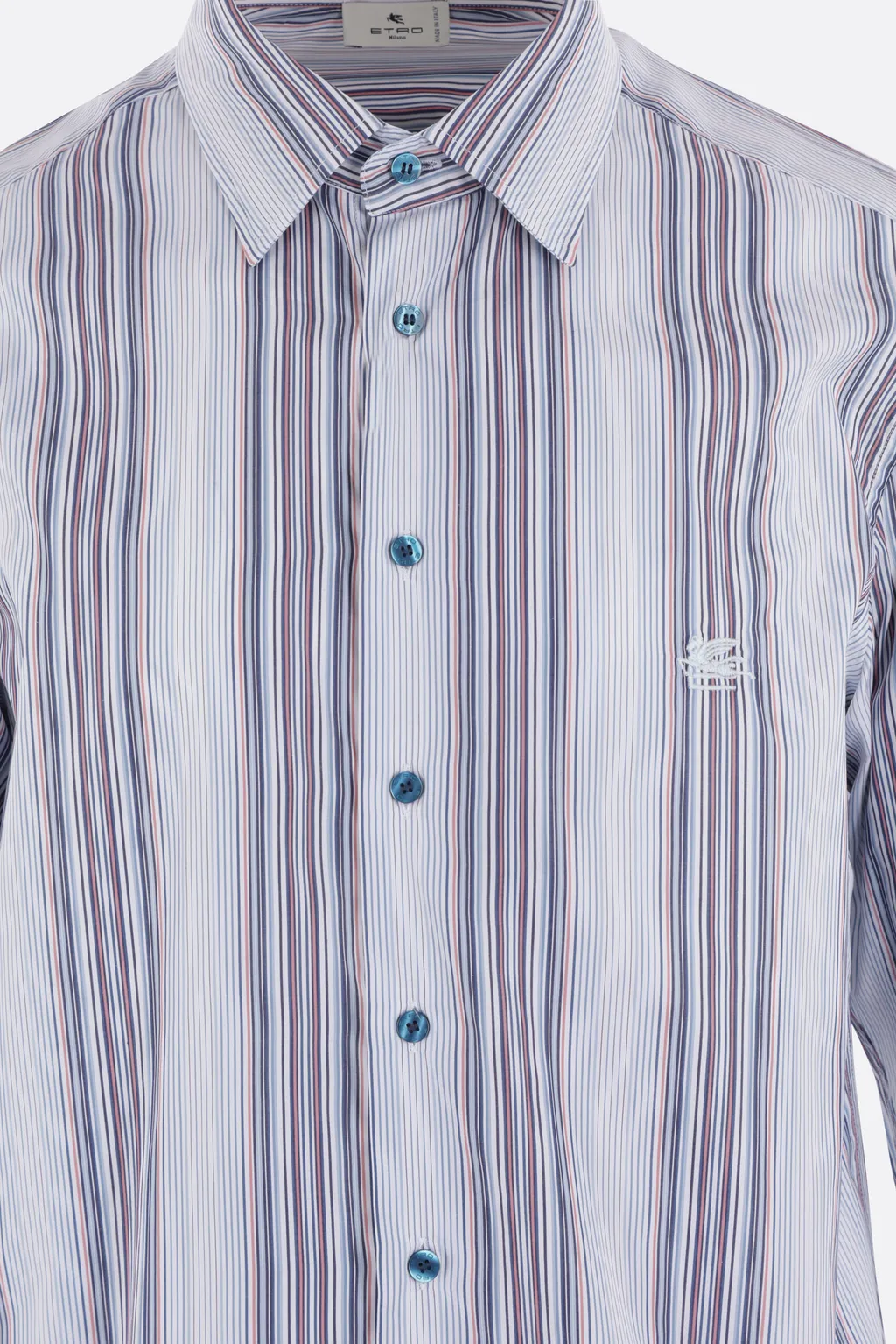 Stripe Pattern Logo Embroidered Shirt