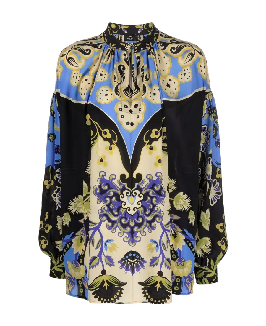 Floral Print Round Neck Blouse