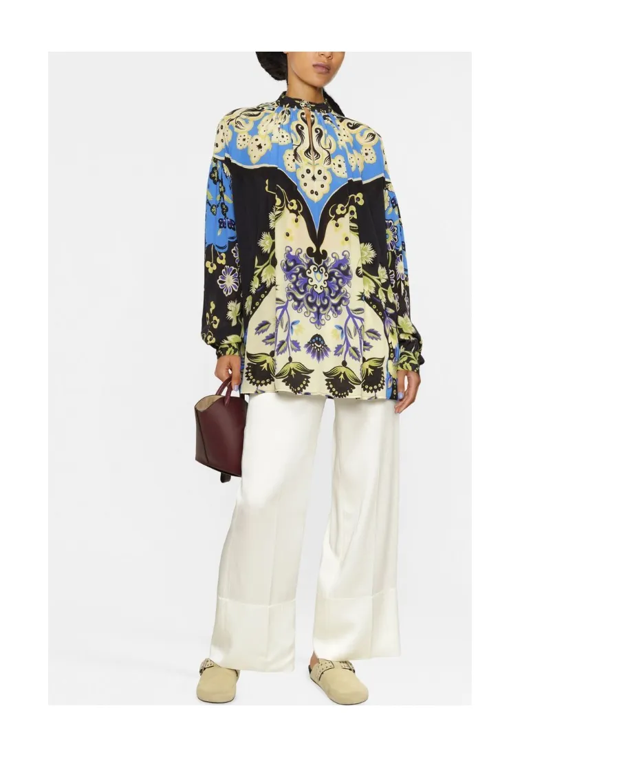 Floral Print Round Neck Blouse