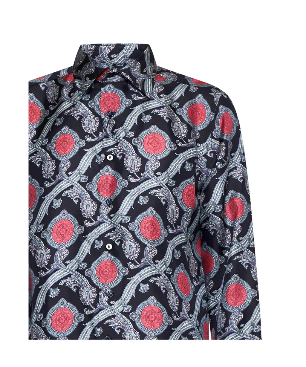 Pattern Printed Straight Hem Shirt