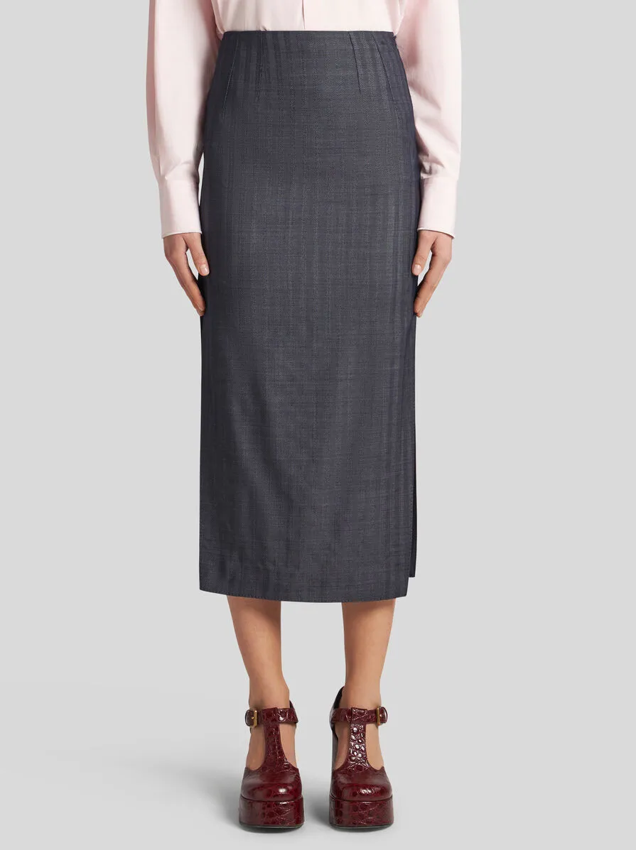 Striped Midi Pencil Skirt