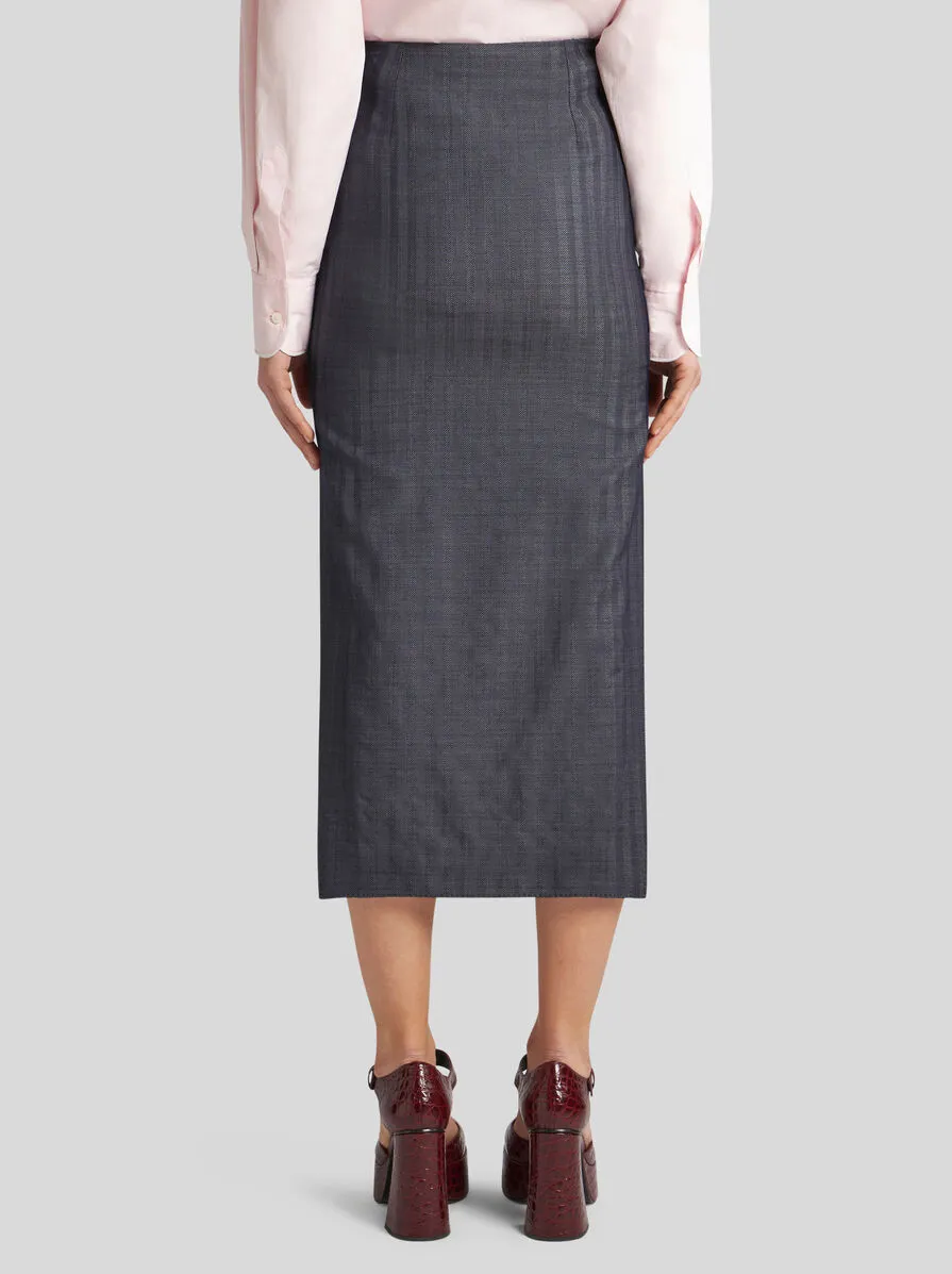 Striped Midi Pencil Skirt