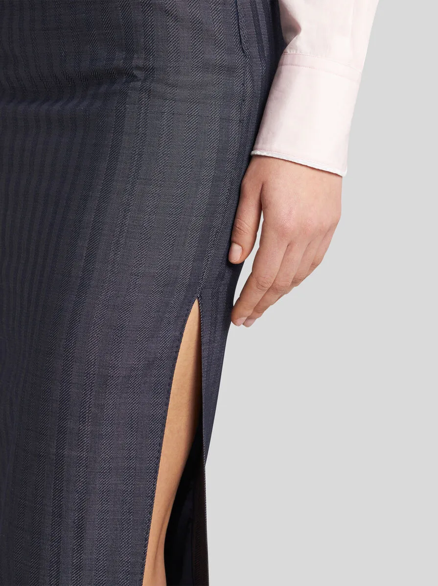 Striped Midi Pencil Skirt