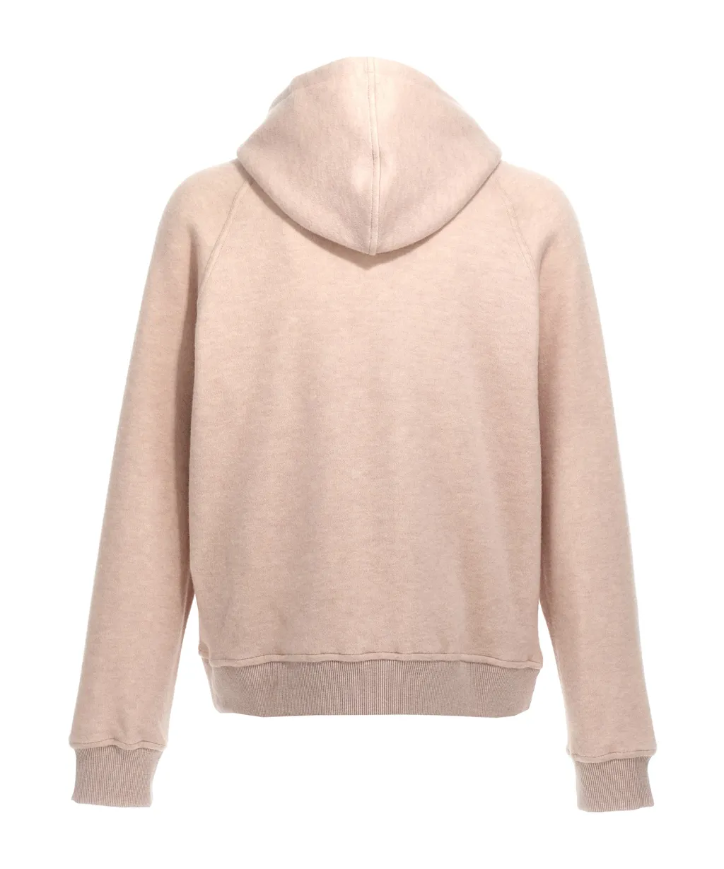 Logo Embroidered Knit Drawstring Hoodie