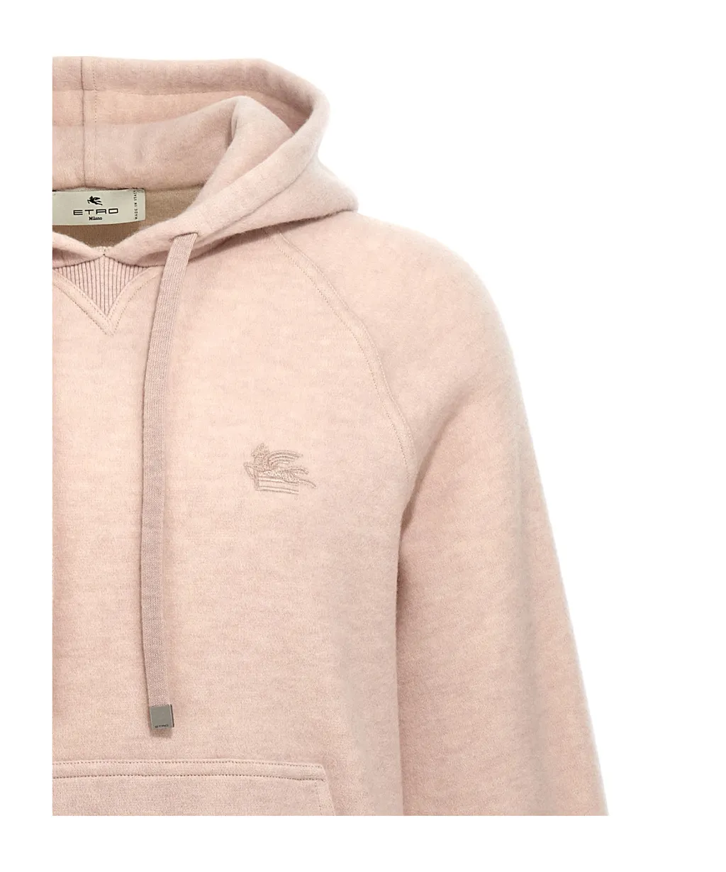 Logo Embroidered Knit Drawstring Hoodie