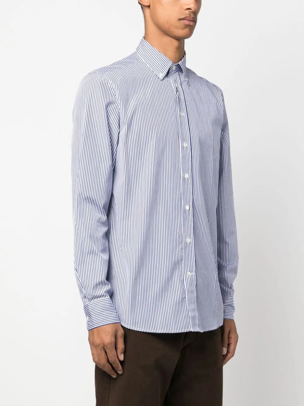Striped Curved Hem Shirt