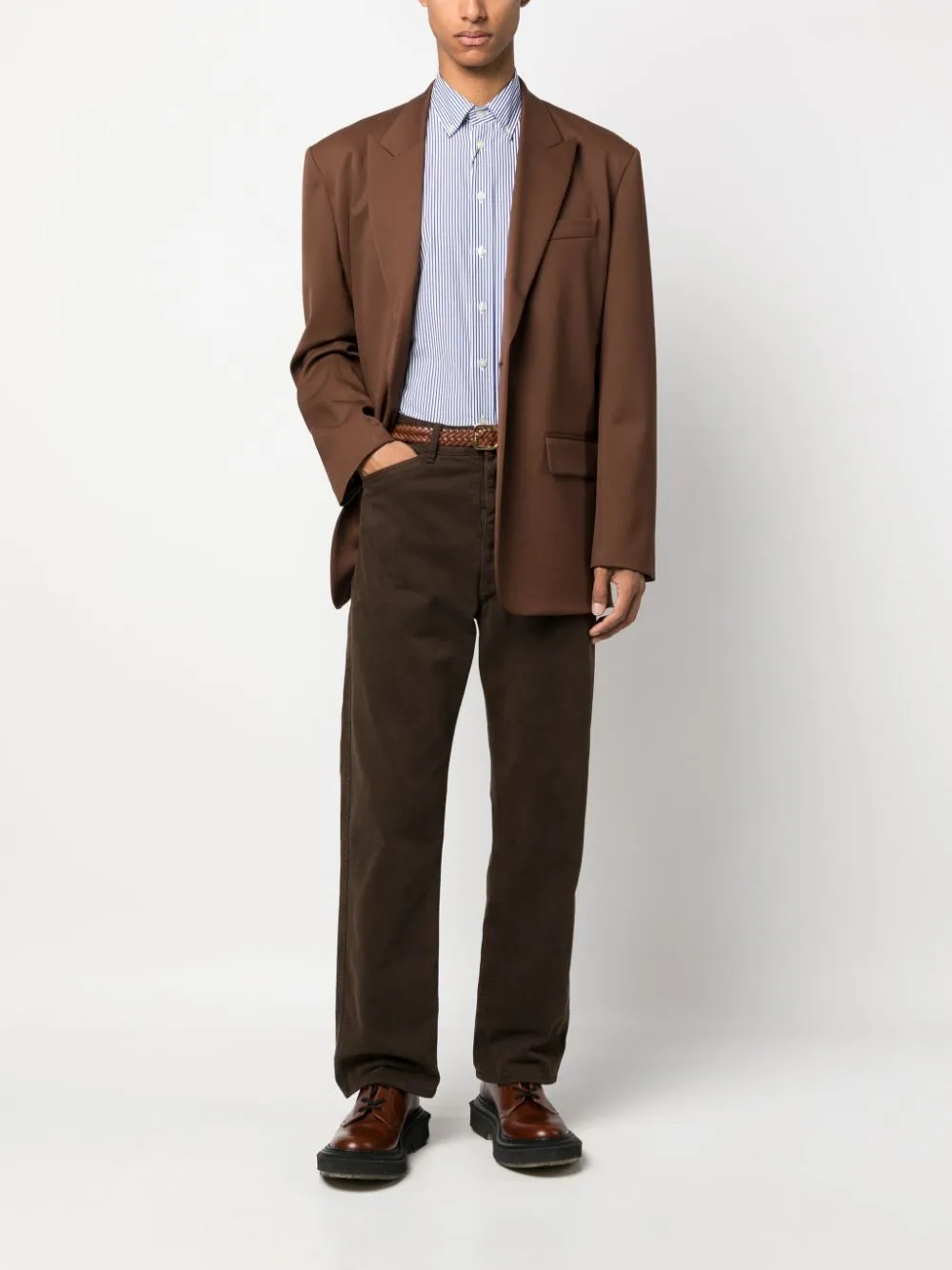 Striped Curved Hem Shirt