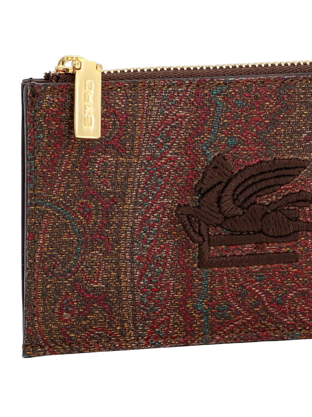 Pegaso Motif Embroidered Zipped Wallet