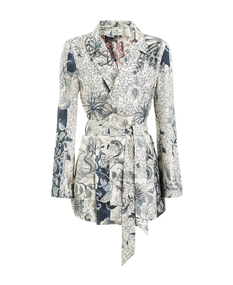 Floral Printed Belted Jacket