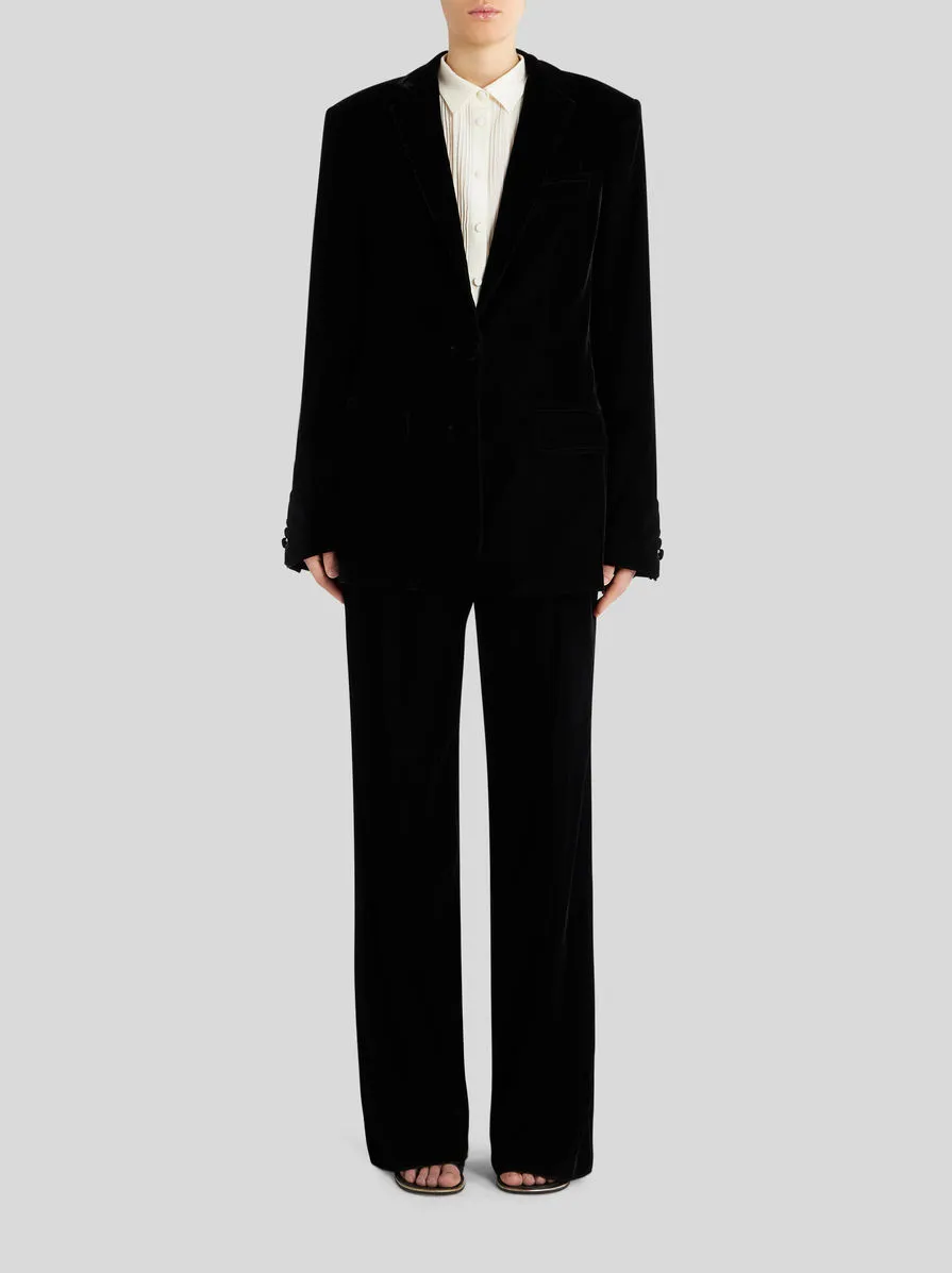 Single-Breasted Velvet Blazer