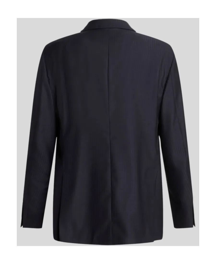 Pinstriped Double-Breasted Blazer