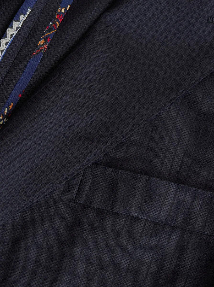 Pinstriped Double-Breasted Blazer
