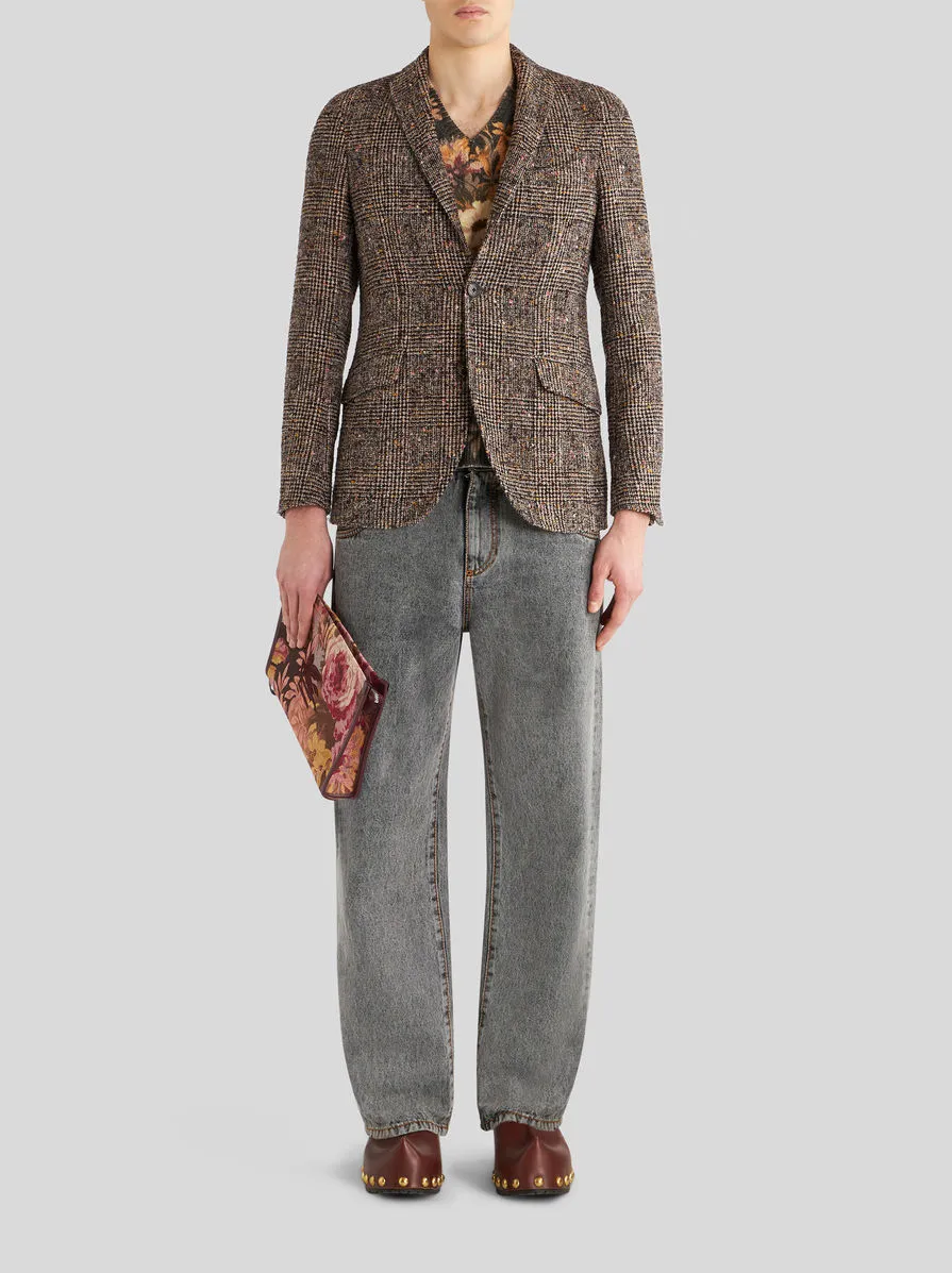 Single-Breasted Checked Blazer