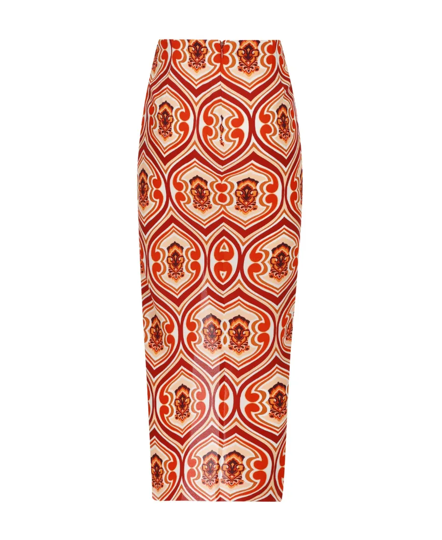 Graphic Printed Ruched Sarong Skirt