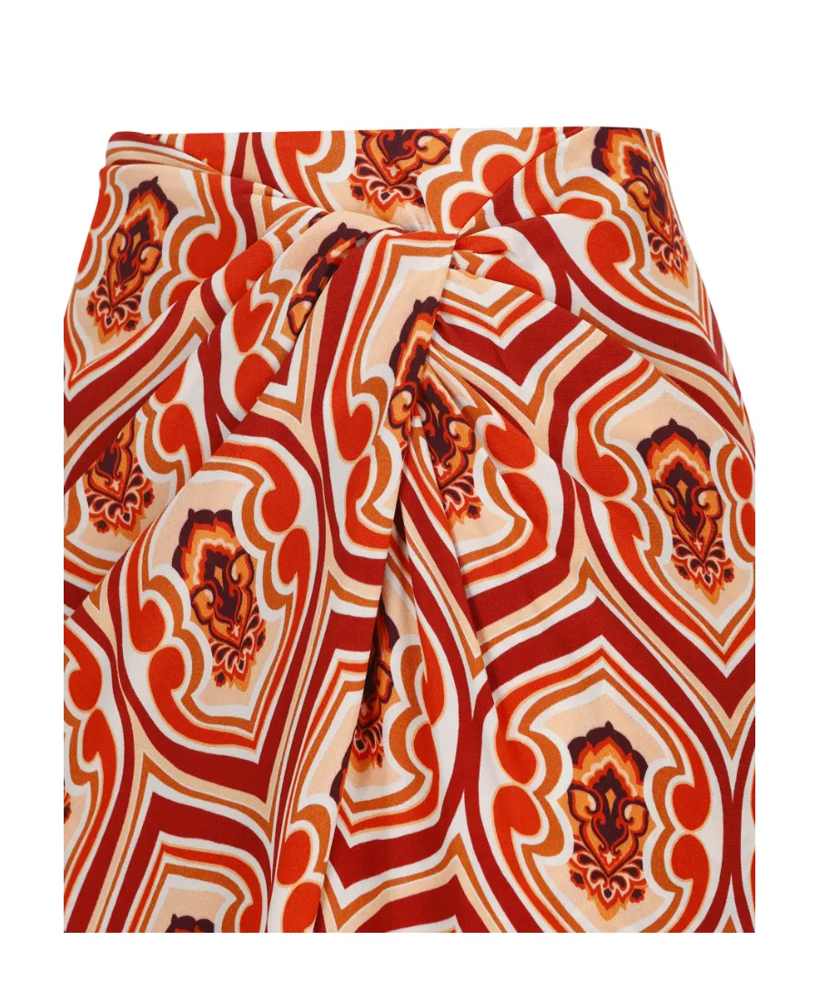Graphic Printed Ruched Sarong Skirt