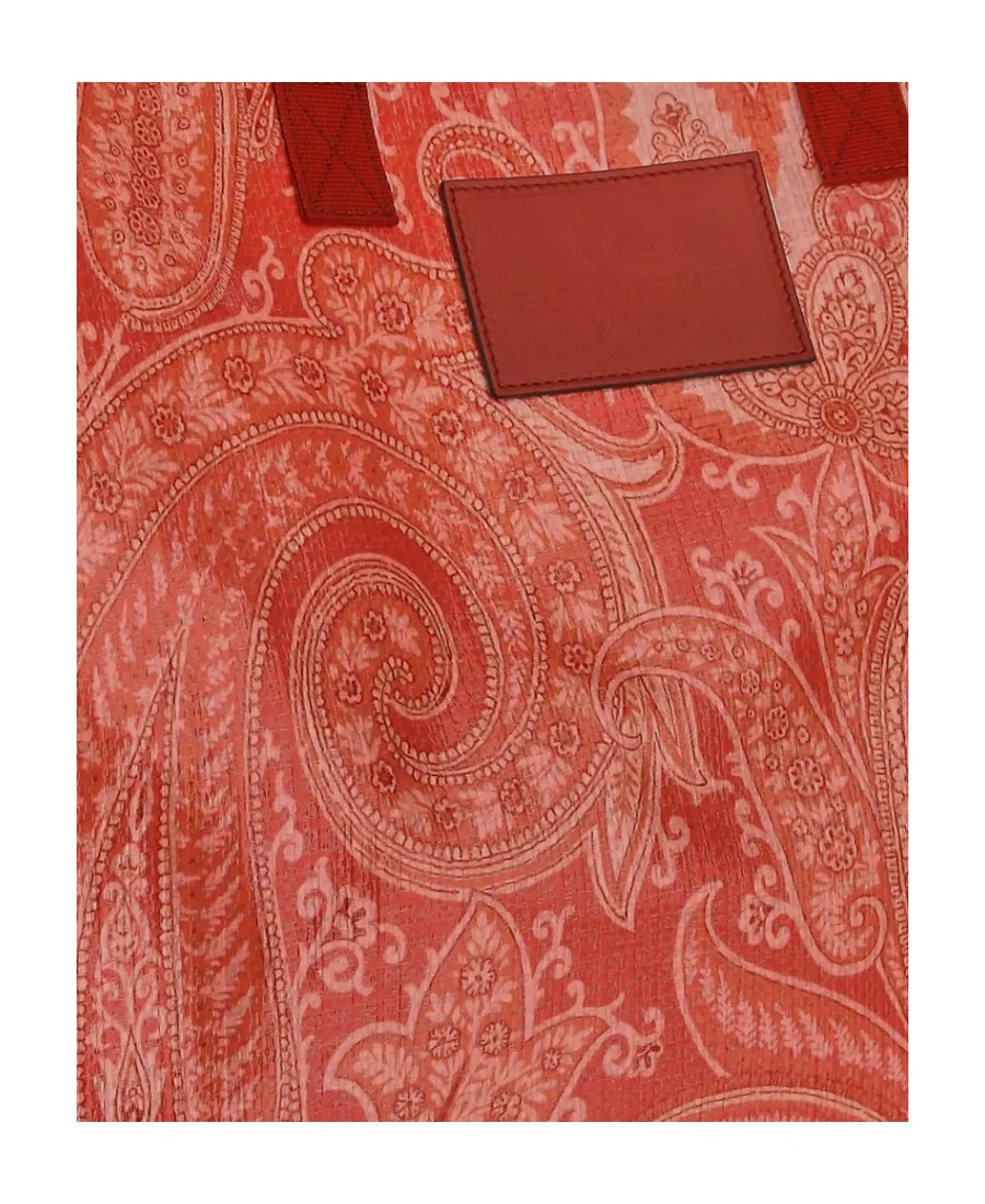 Paisley Printed Logo Patch Tote Bag