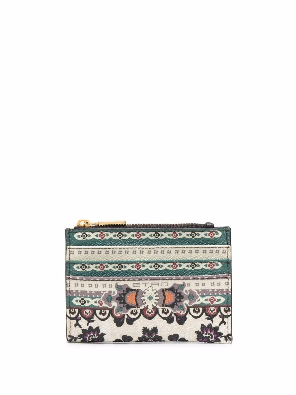 Floral-Print Leather Wallet