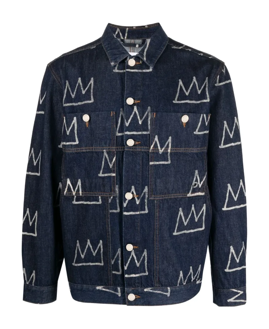 Crown Print Denim Jacket