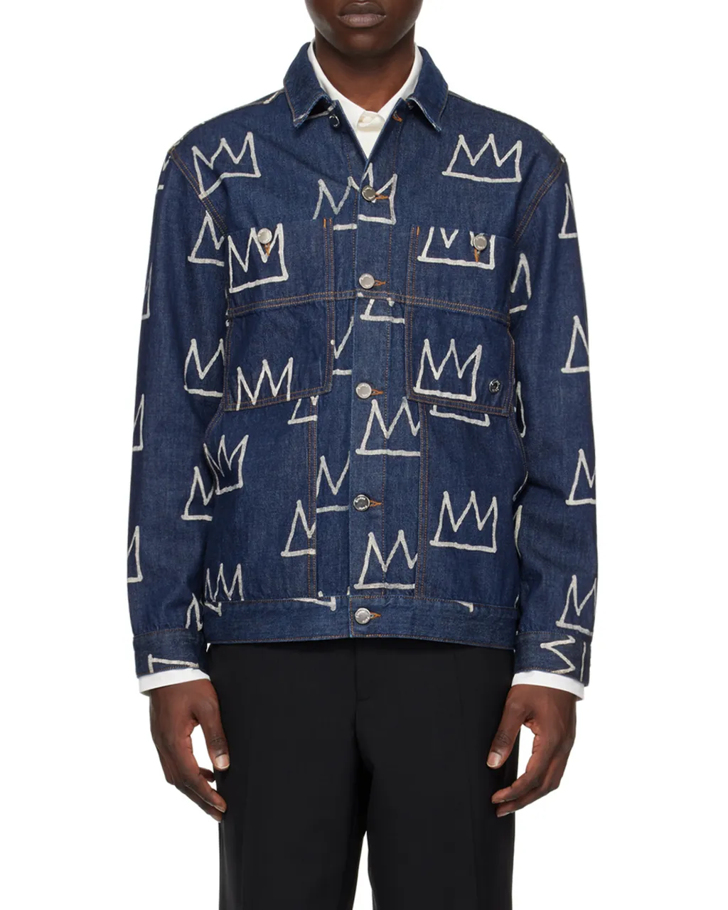 Crown Print Denim Jacket