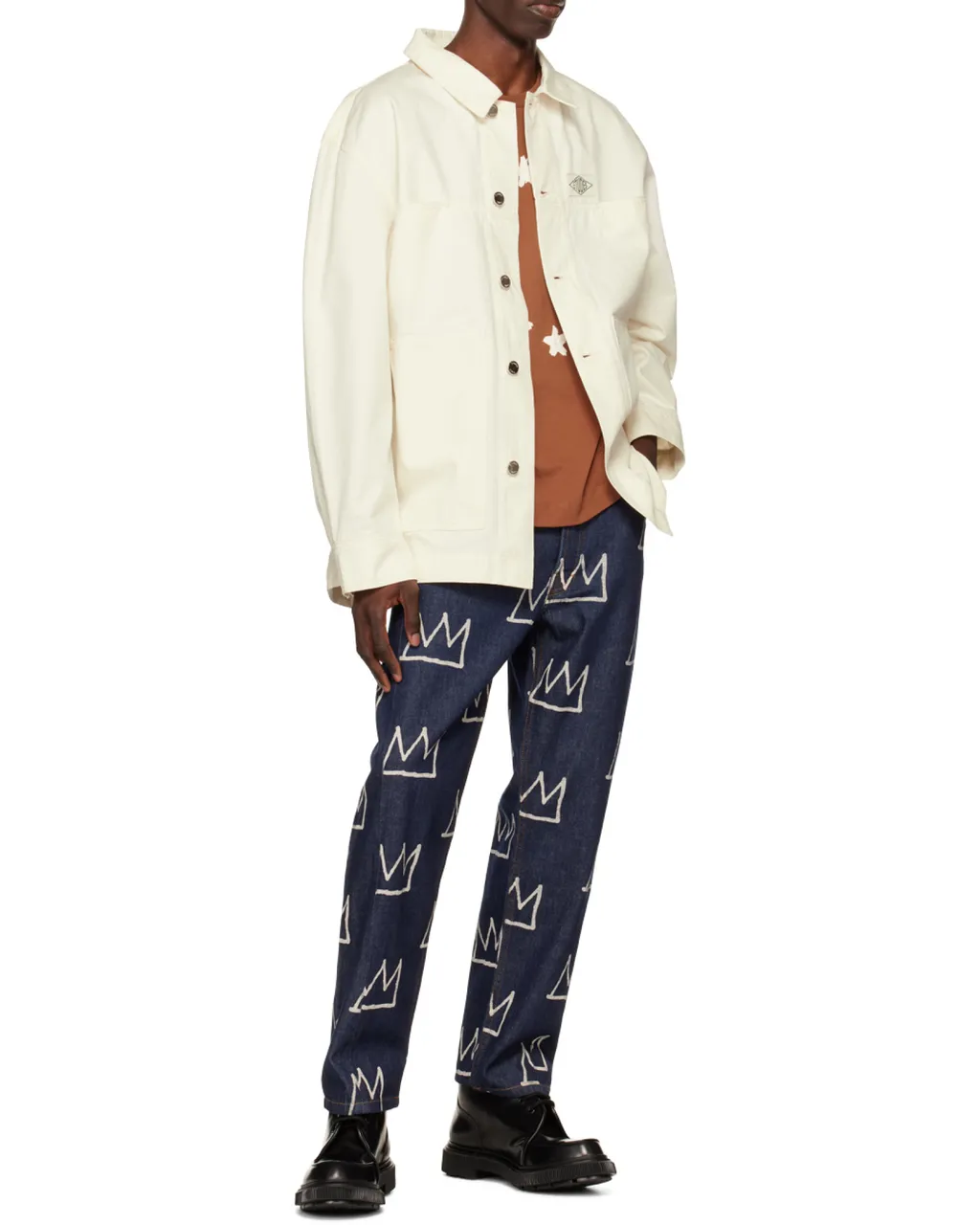 Crown Printed Logo Patch Jeans