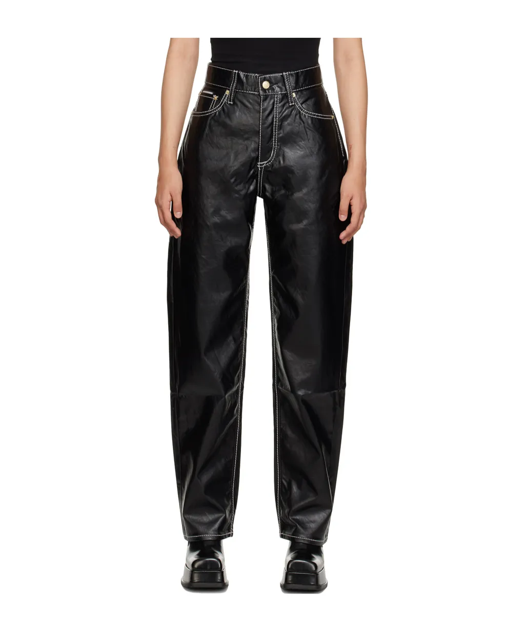 High-Waist Faux-Leather Trousers