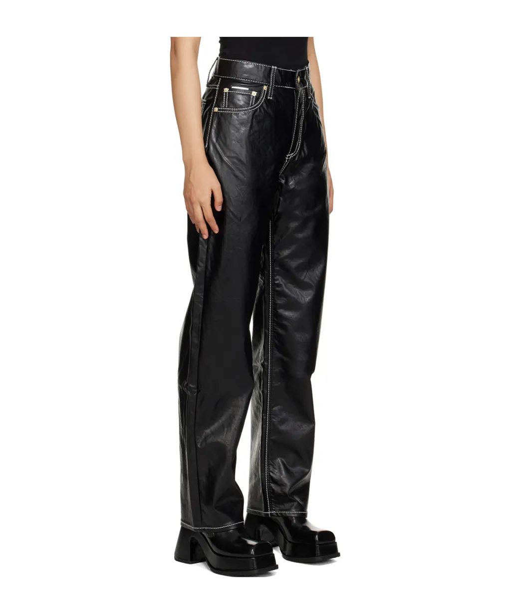 High-Waist Faux-Leather Trousers
