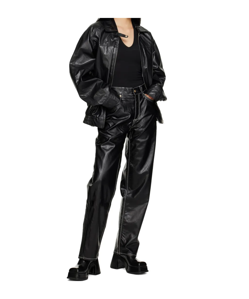 High-Waist Faux-Leather Trousers
