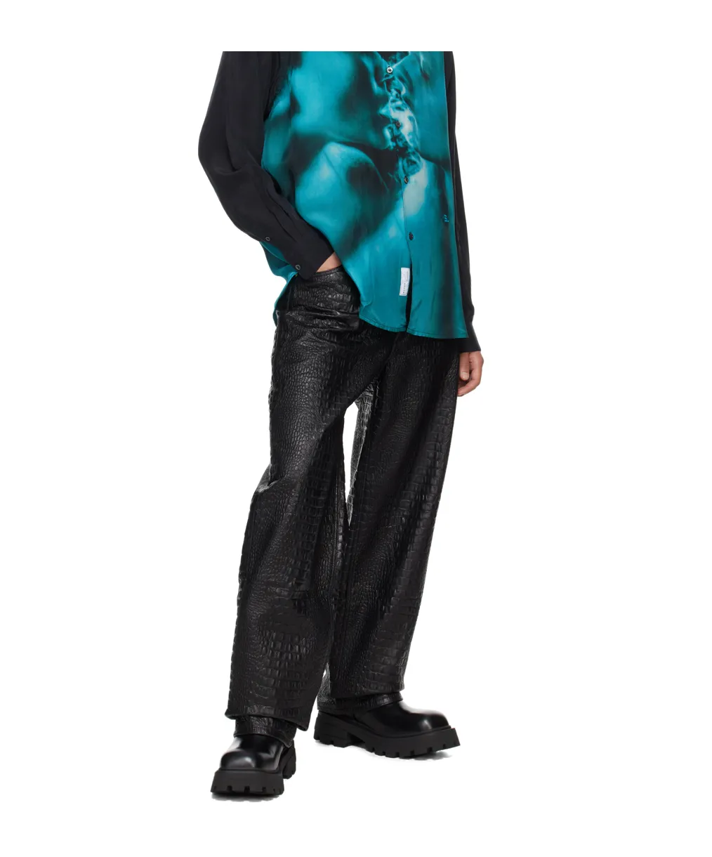 Embossed Straight Leg Pants