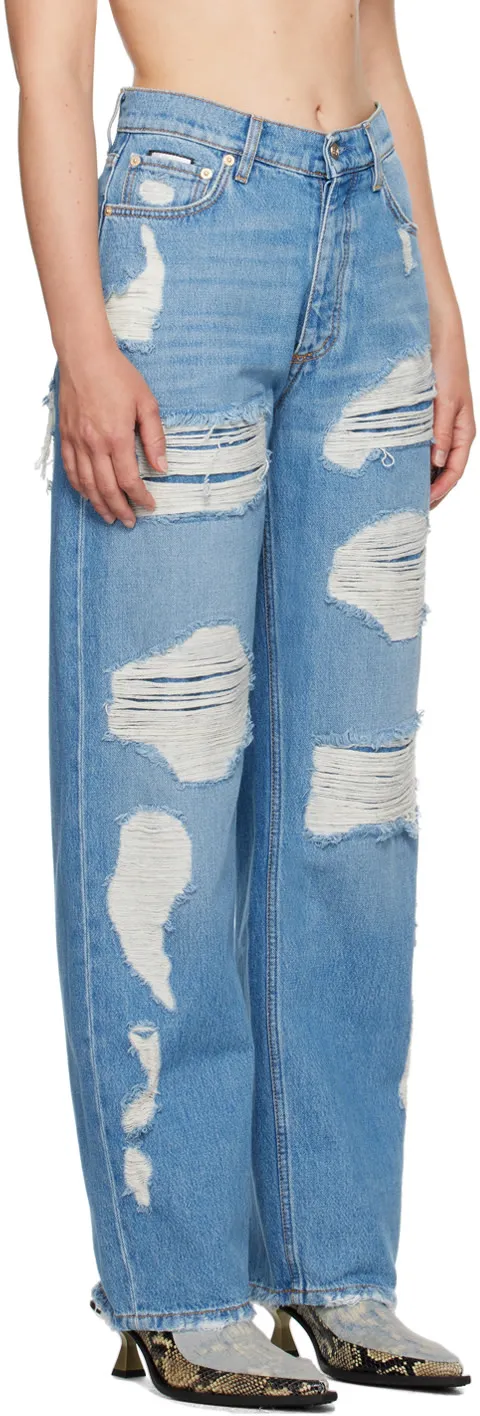 Denim Trousers With Belt Loops