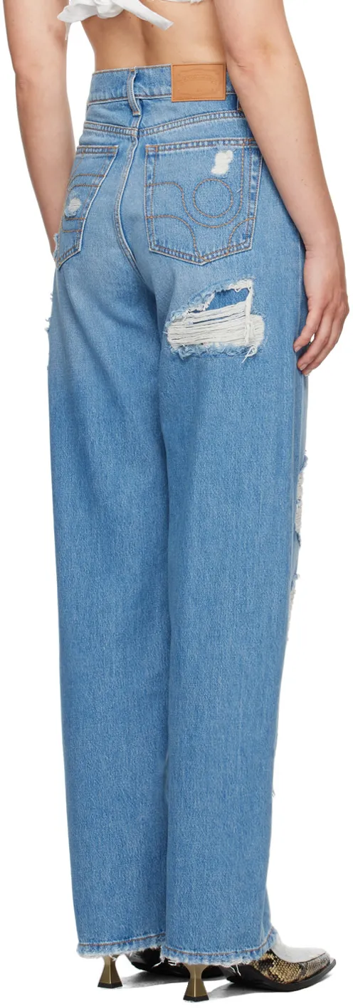 Denim Trousers With Belt Loops