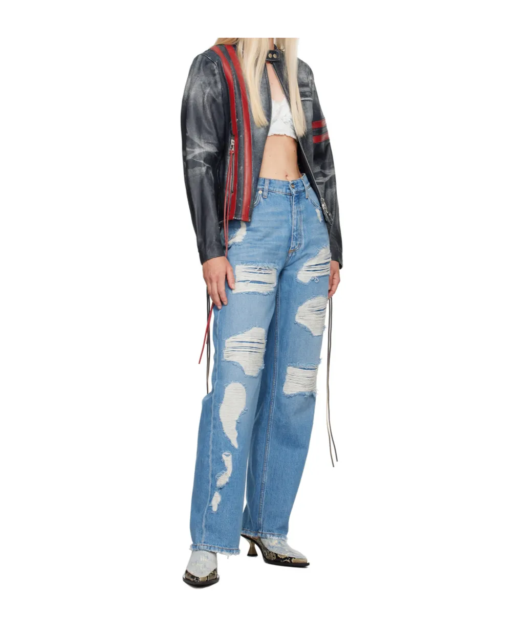 Denim Trousers With Belt Loops