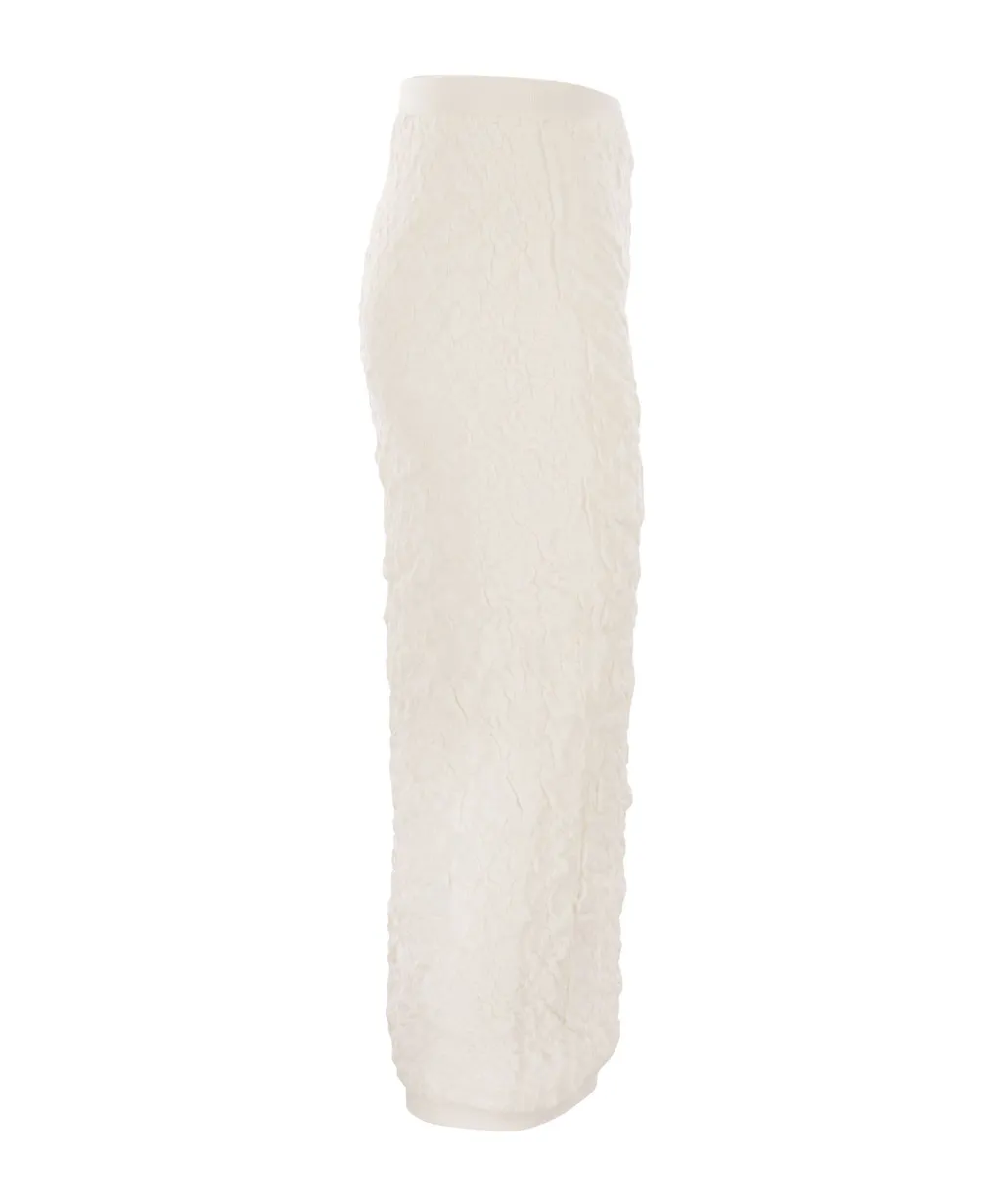 Embossed Finish Knitted Midi Skirt