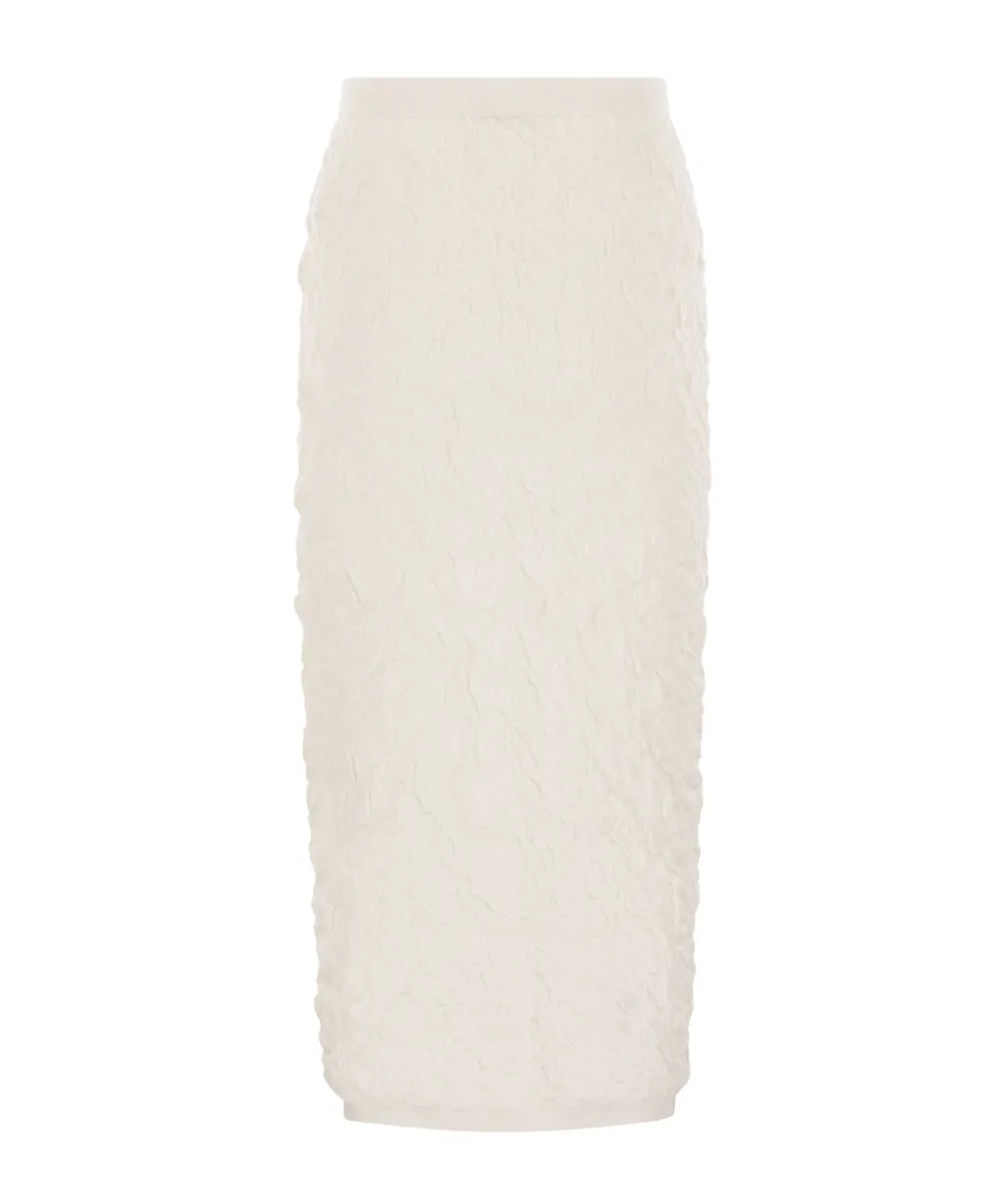 Embossed Finish Knitted Midi Skirt