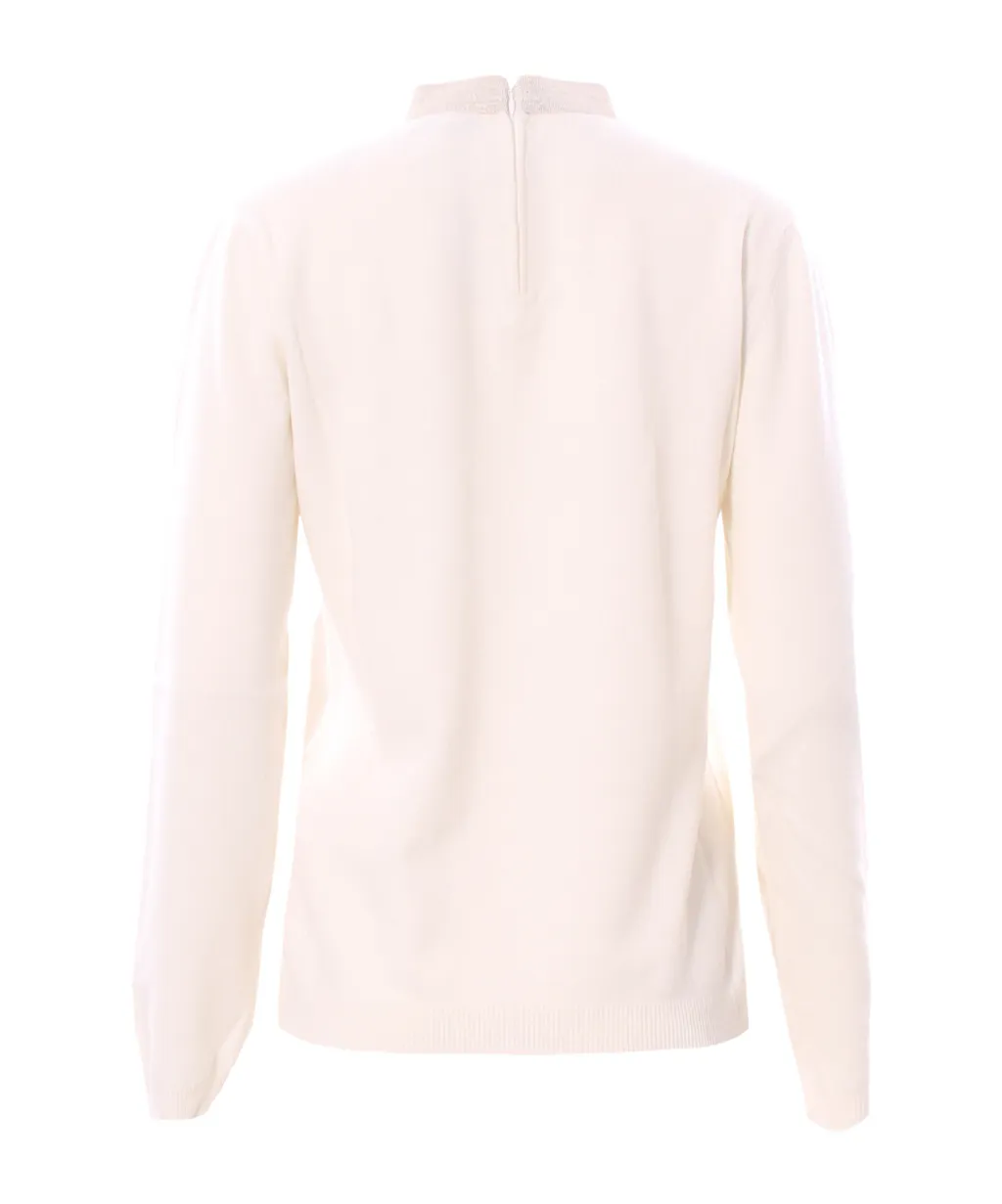 Embellished-Neckline Long-Sleeve Sweater