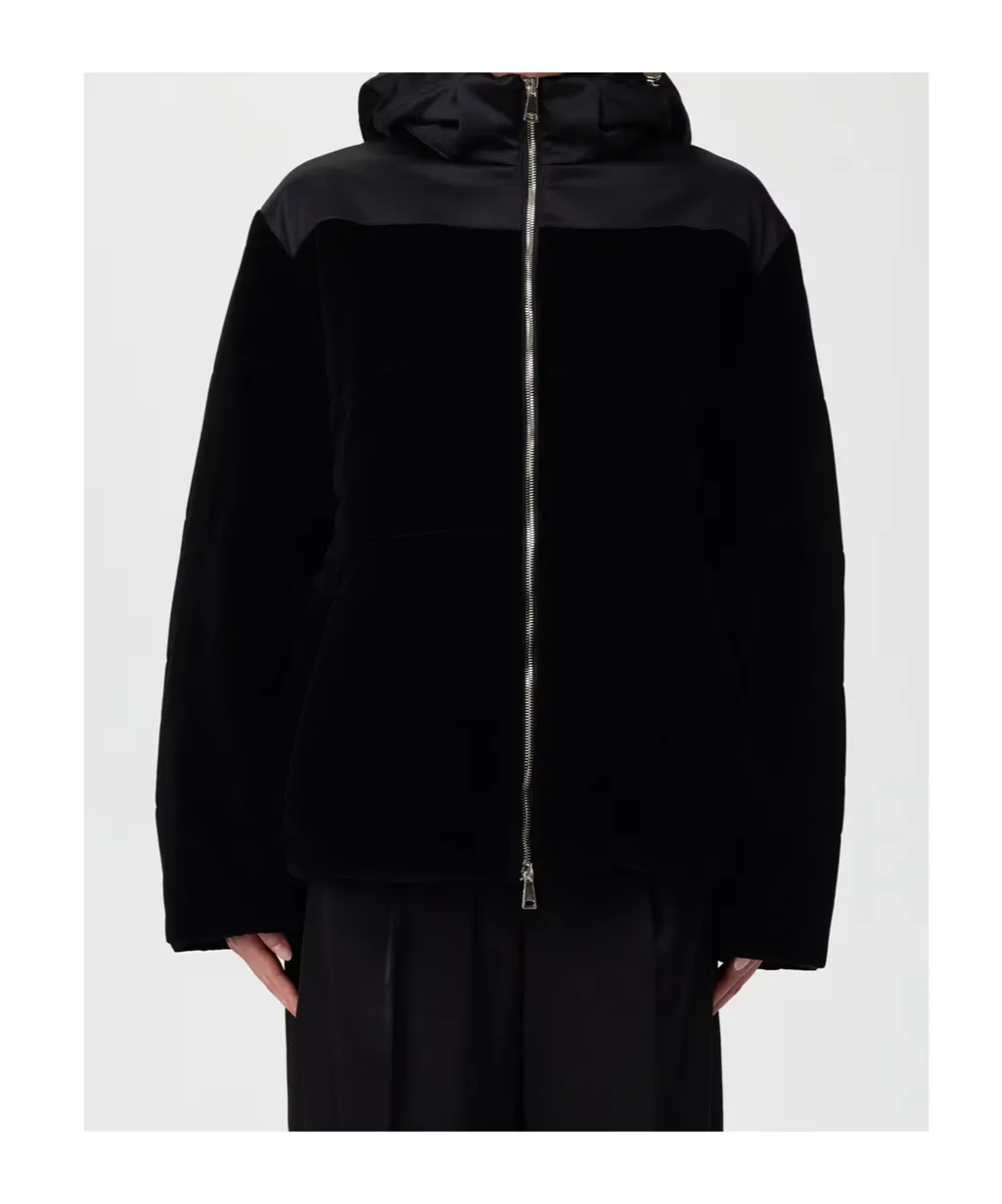 Hooded Padded Velvet Jacket