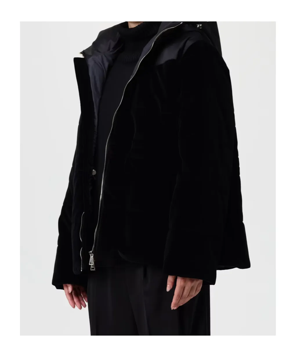 Hooded Padded Velvet Jacket