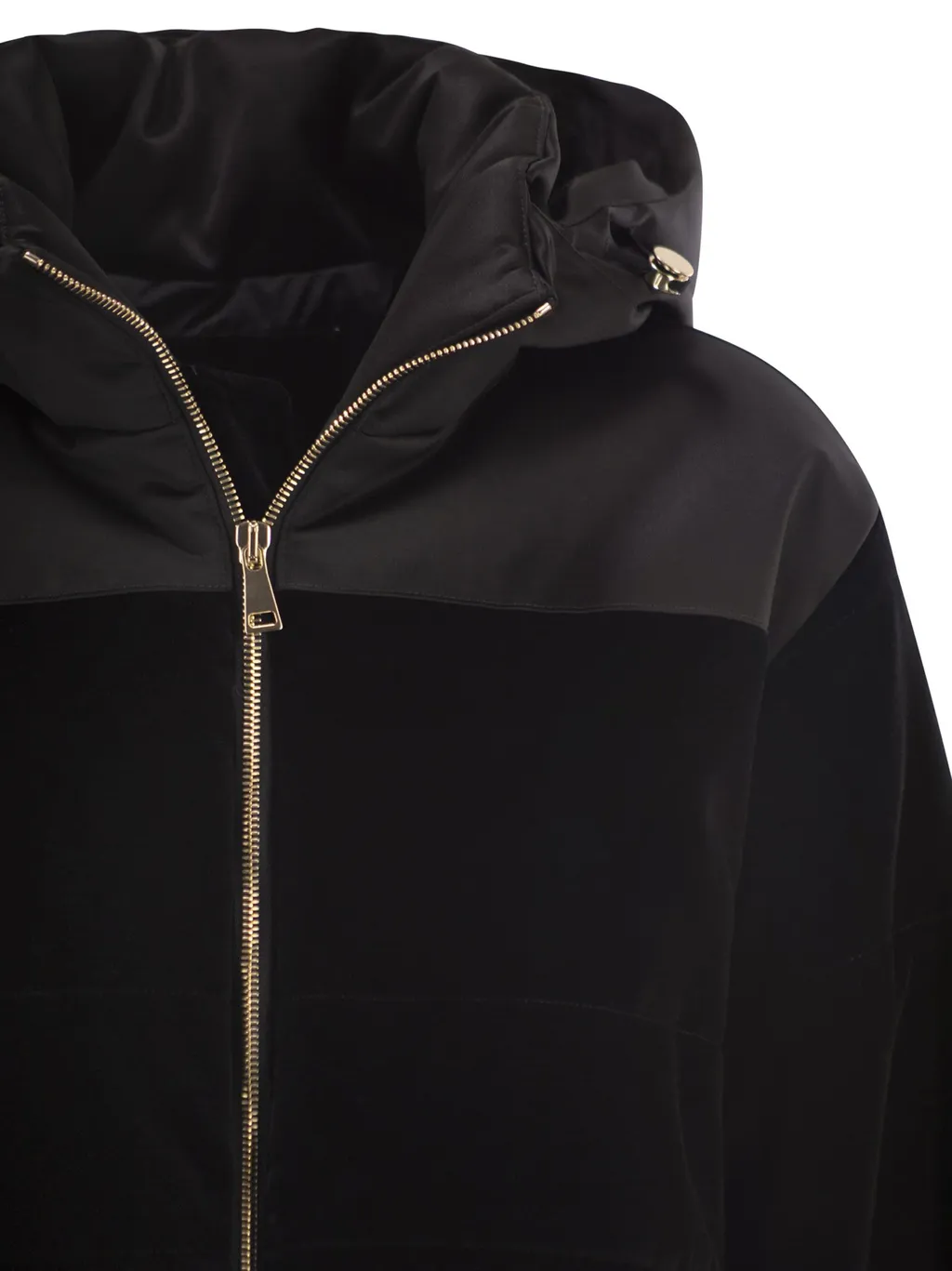 Hooded Padded Velvet Jacket