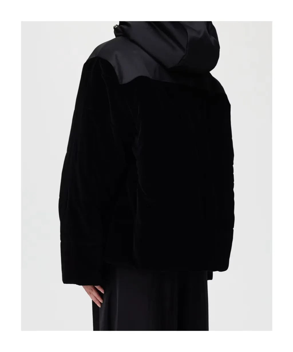 Hooded Padded Velvet Jacket