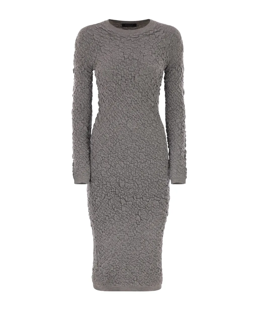 Embossed-Finish Knitted Dress