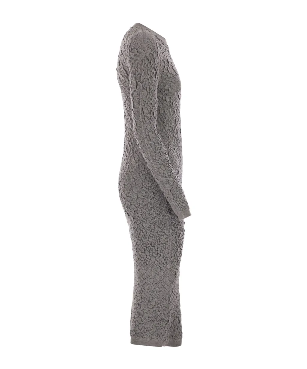 Embossed-Finish Knitted Dress