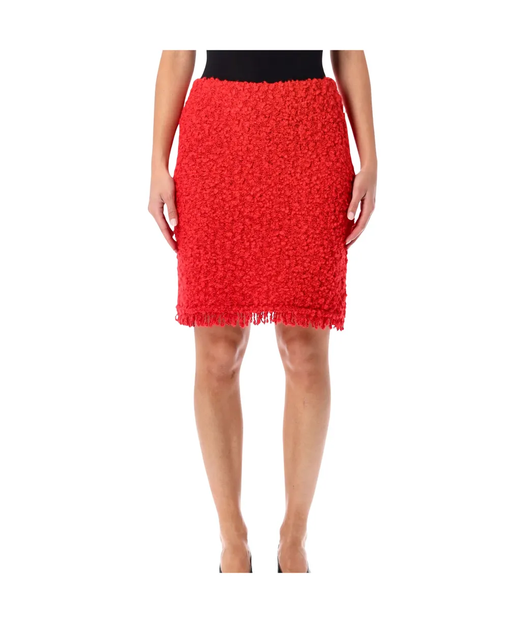Textured Mini Skirt Fringed Hem