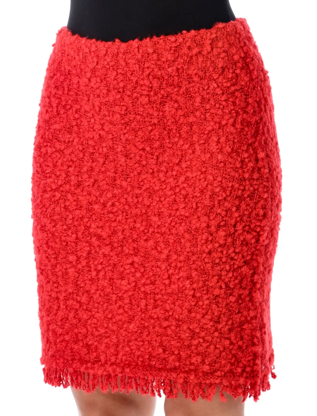 Textured Mini Skirt Fringed Hem